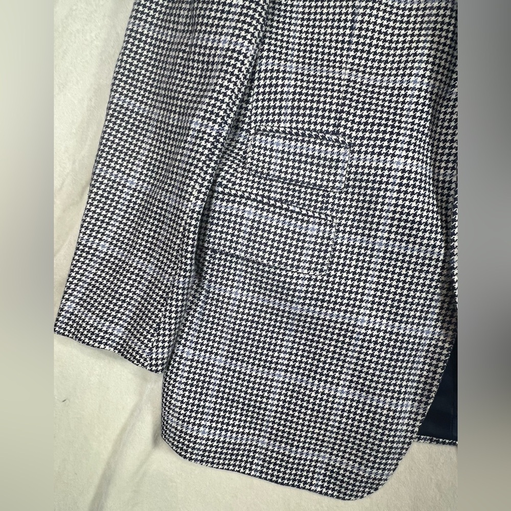 Ralph Lauren Purple Label 40R Silk Linen Houndstooth Ticket Pocket Sport Coat - Picture 4 of 16